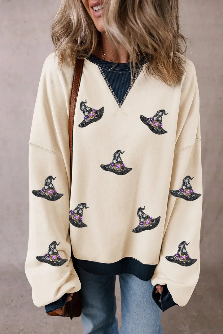 Stilla | Sweatshirt med lange ærmer med palietter hattryk