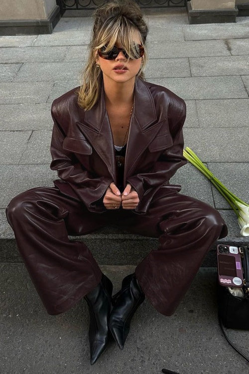 Stilla | Spids reversjakke læder sæt