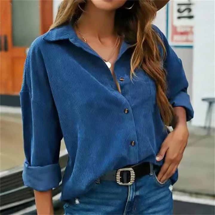 Stilla | Bluse Af Fjer Med Ribstrukturkrave
