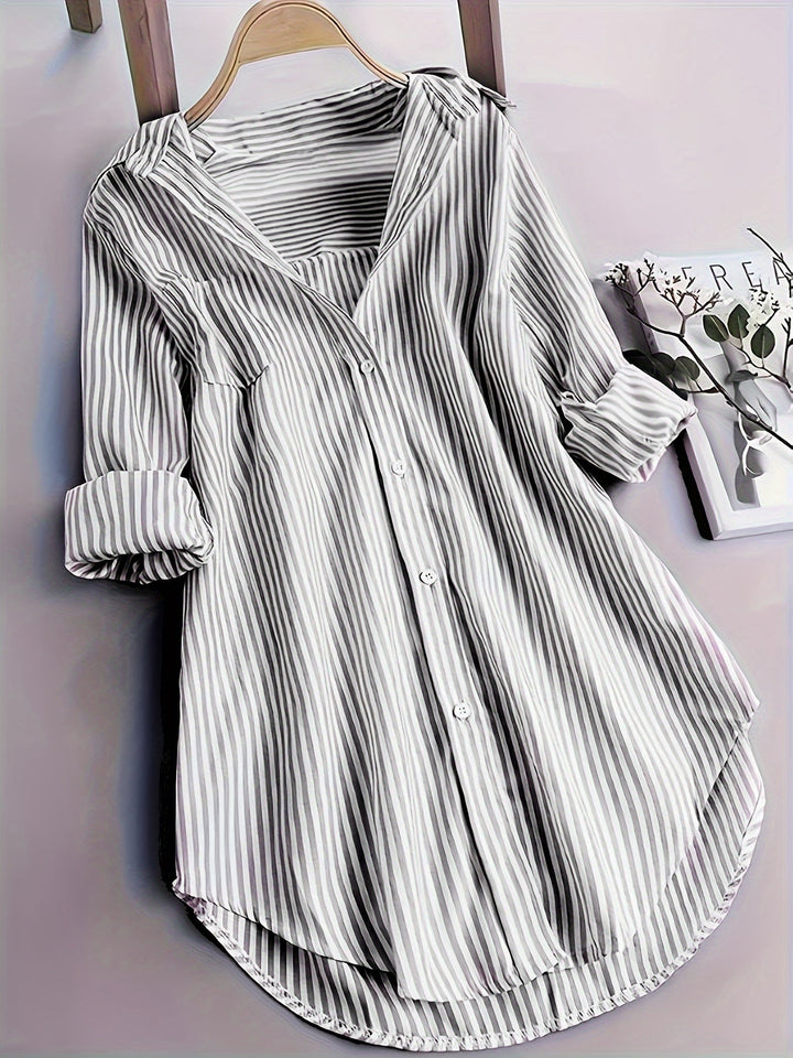 Stilla | Bluse Lang Stribet Printet Bluse
