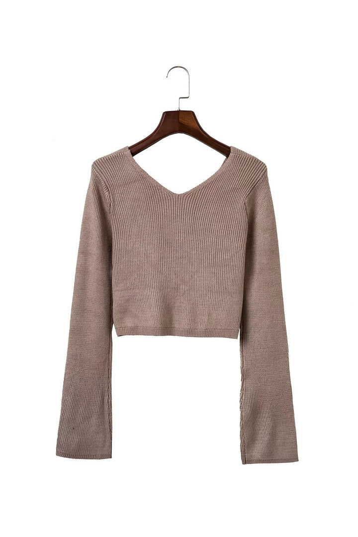 Dame Kort Sweater med Bred Krave og Sofistikeret Rib Struktur Stilla