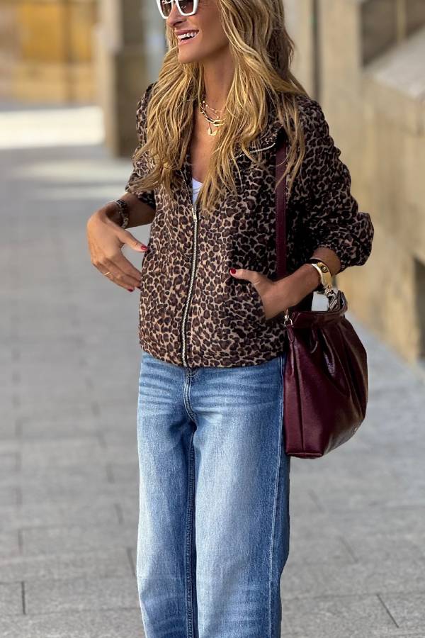 Stilla | Trendy Jakke Med Leopardmønster