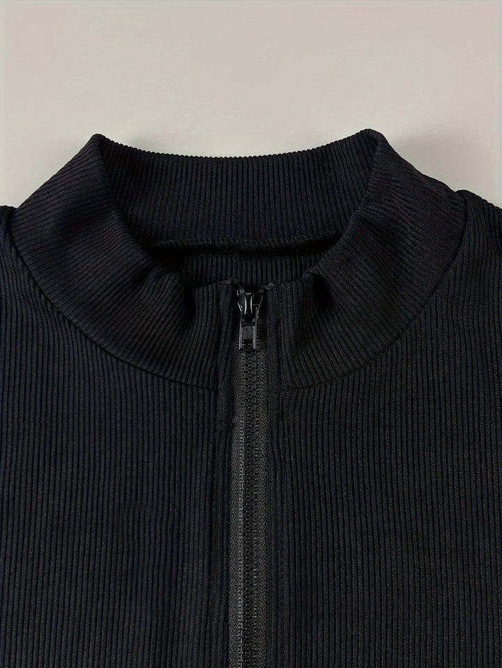 Stilla | Afslappet Sort Slim Bodysuit Med Lange Ærmer