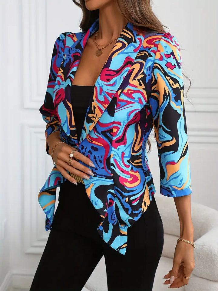 Stilla | Blazer med Livlig Abstrakttryk