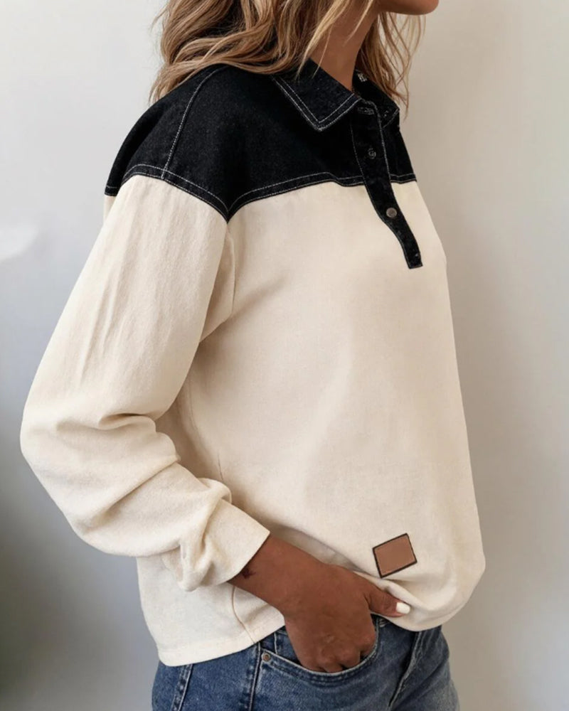 Stilla | Løs Krave Denim Patchwork