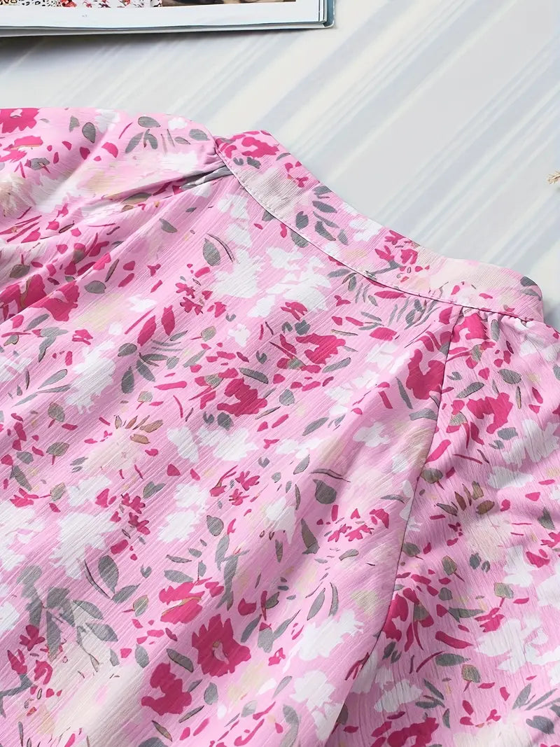 Stilla | Bluse med blomstermotiv og volanger