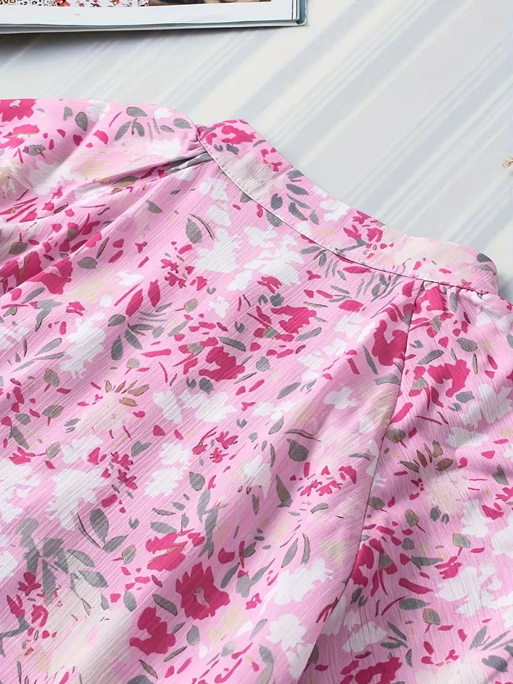 Stilla | Bluse med blomstermotiv og volanger