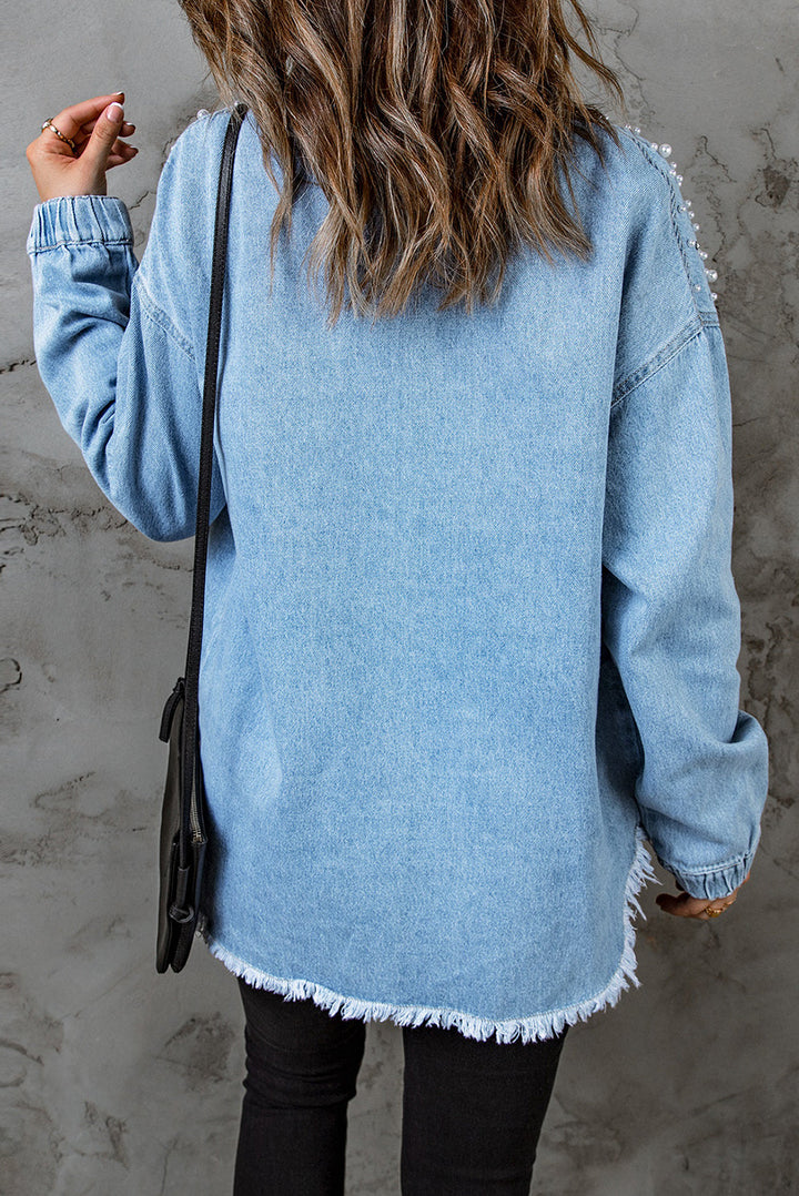Stilla | Detalje Knap Op Rå Kant Denim Jakke