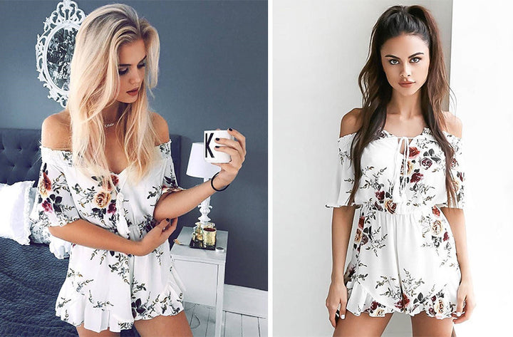 Damer Off-Shoulder Jumpsuit med Blomstermønster Stilla