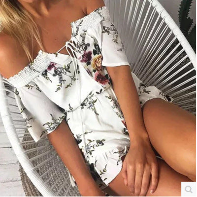 Damer Off-Shoulder Jumpsuit med Blomstermønster Stilla