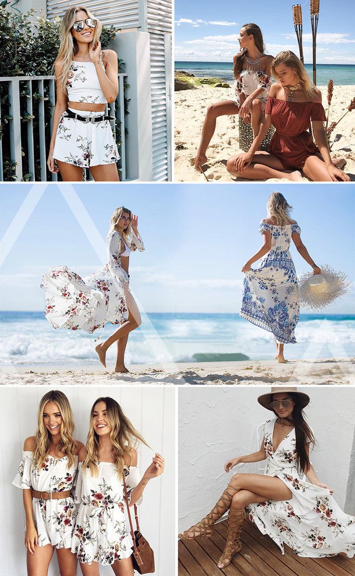 Damer Off-Shoulder Jumpsuit med Blomstermønster Stilla
