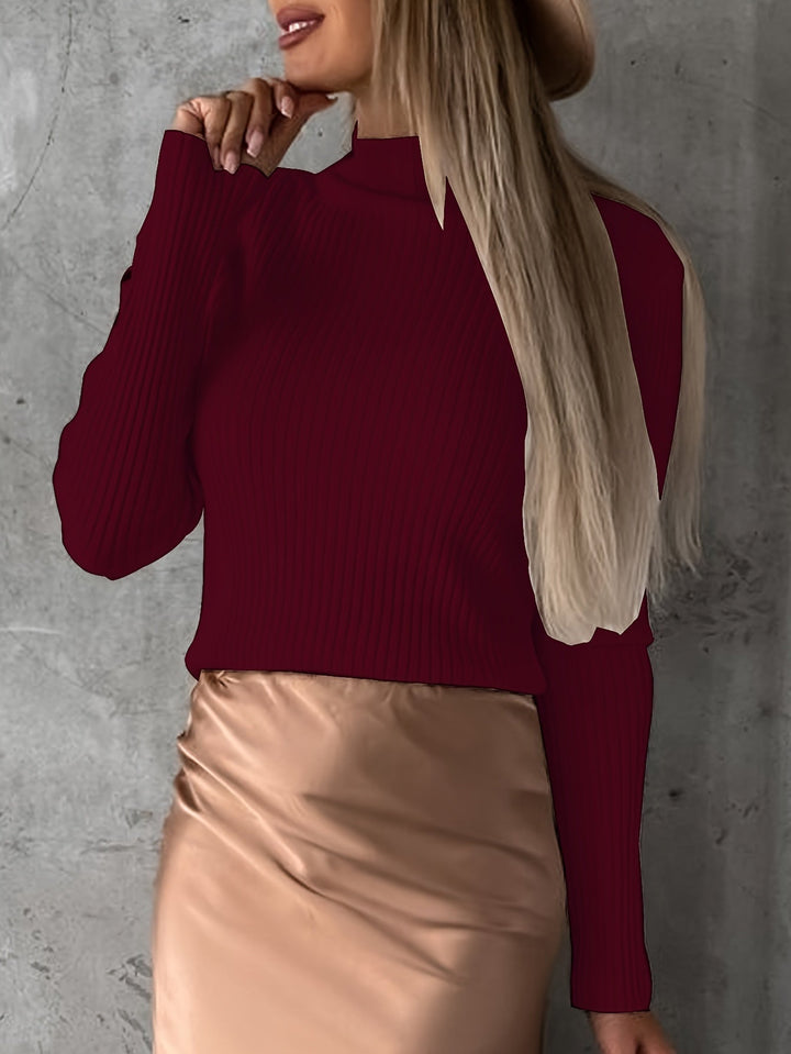 Stilla | Fin Ribbede Pullover Med Høj Krave