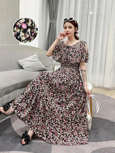 Stilla | Boho Maxi Kjole Med Blomsterprint Summer Resort Style Elegant Snit