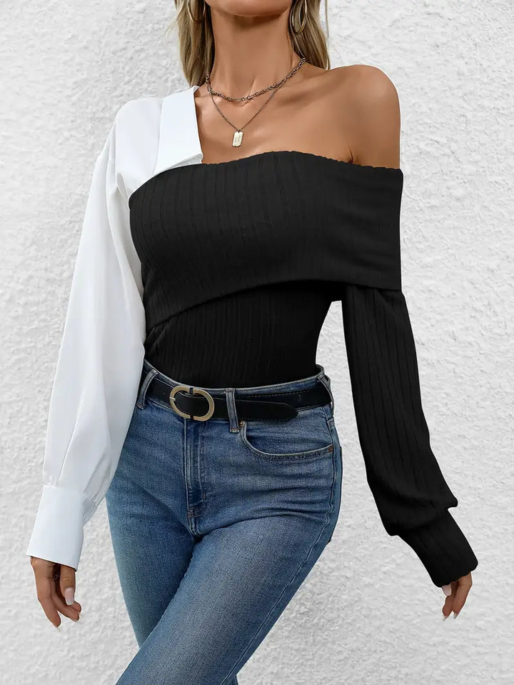 Stilla | Top Chic i Asymmetrisk Strikstof