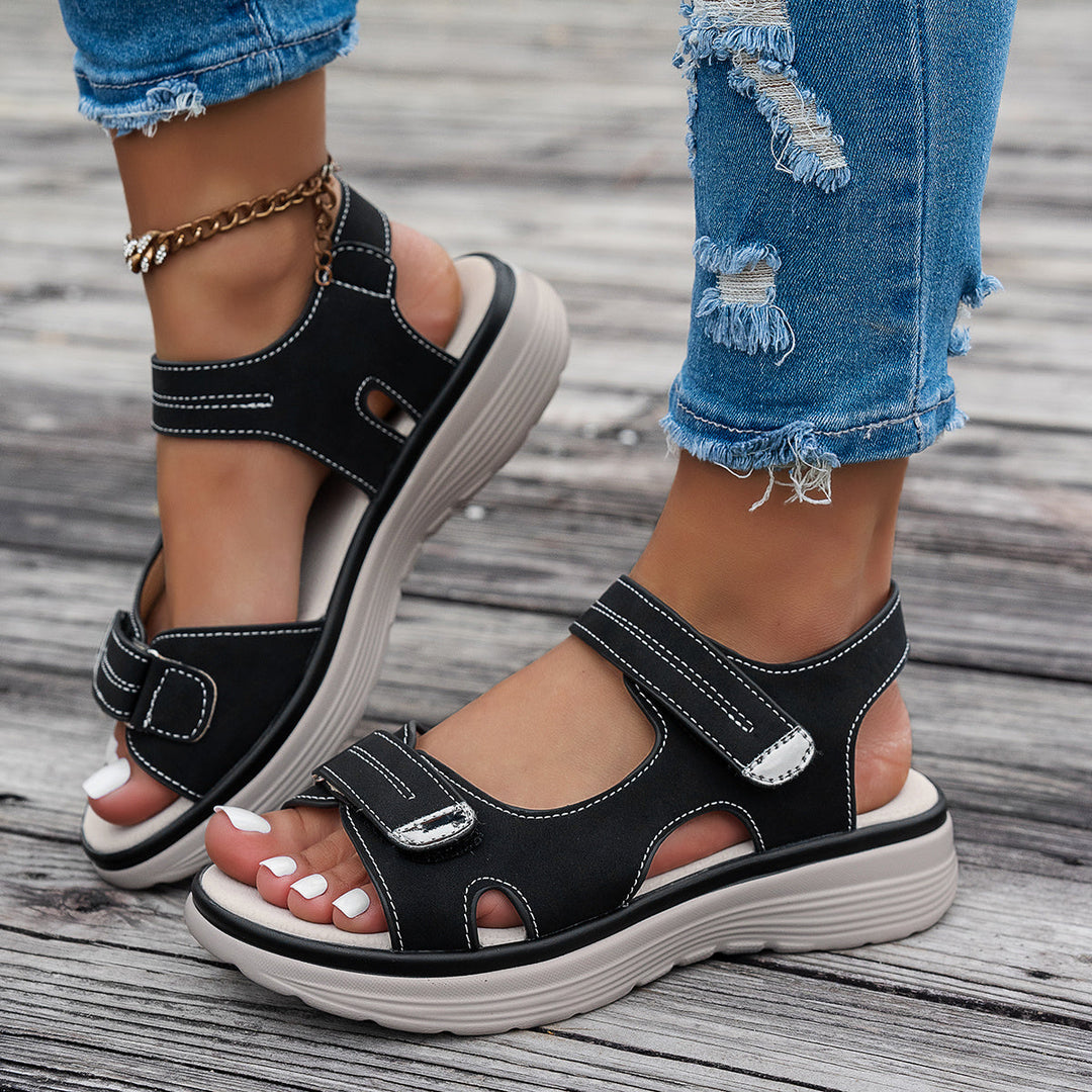 Stilla | Sandaler Med Kile Åben Tå Åndbar Justerbar Ankelrem