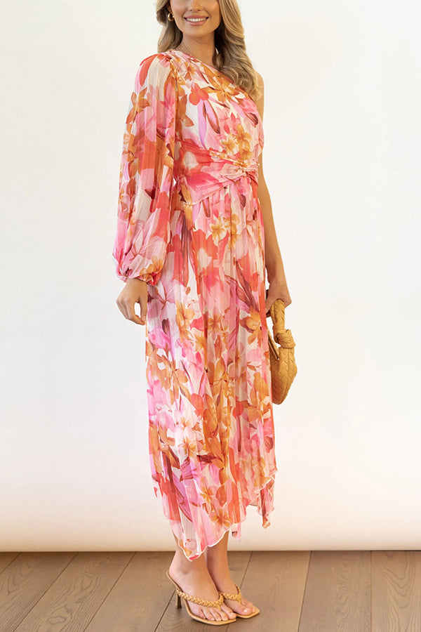 Stilla | Bloom Your Own Way One Shoulder Plisseret Midi Kjole
