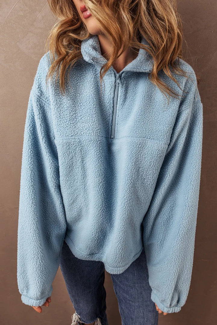 Stilla | Sweatjacke med lange ærmer og halvdelt lynlås