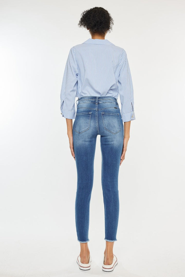 Stilla | Slidt rå kant høj talje jeans