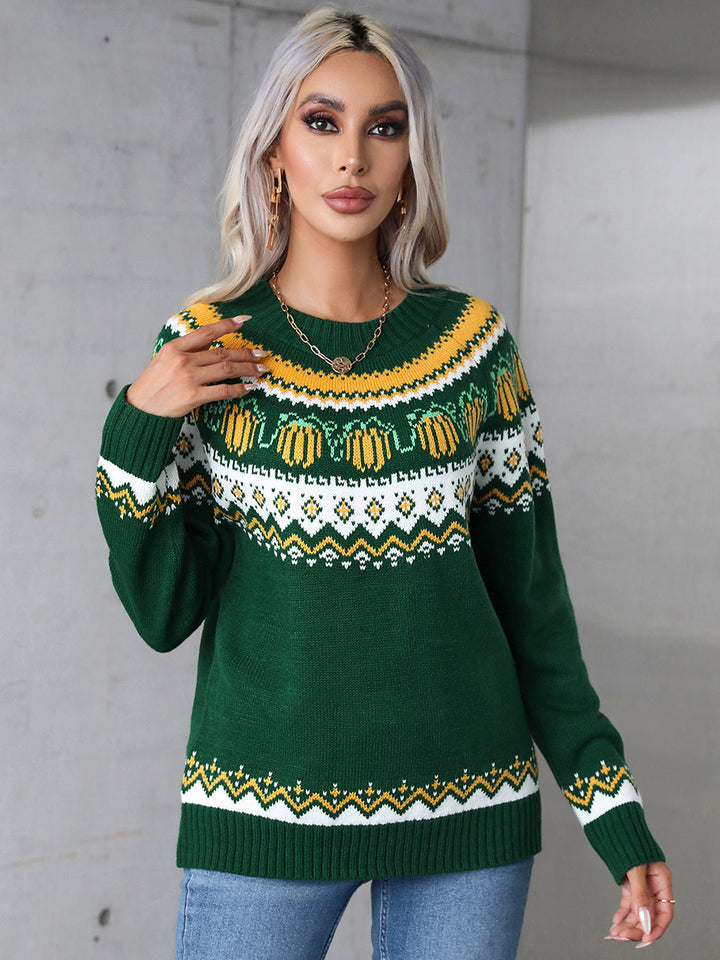 Stilla | Pullover med lange ærmer og geometrisk rund halsudskæring