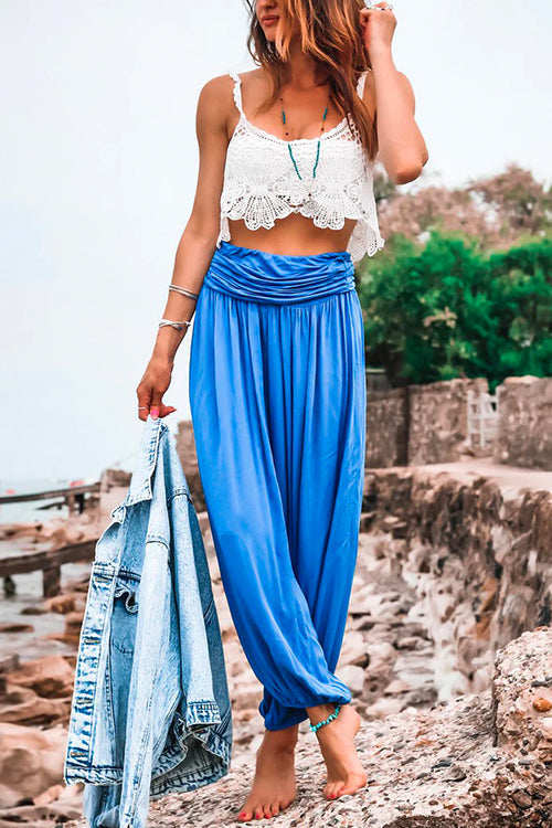 Stilla | Elastisk Rynket Talje Plisserede Harem Joggers