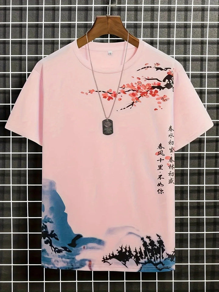 Skovae | Herre T-Shirt Blomster og Bølge Design
