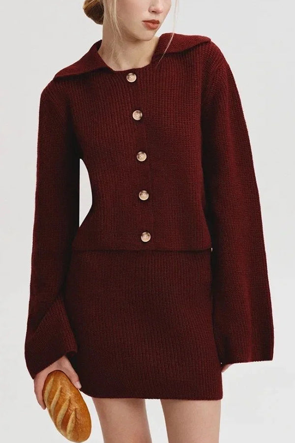 Stilla | Cozy Strik Cardigan og Casual Mini Nederdel Sæt