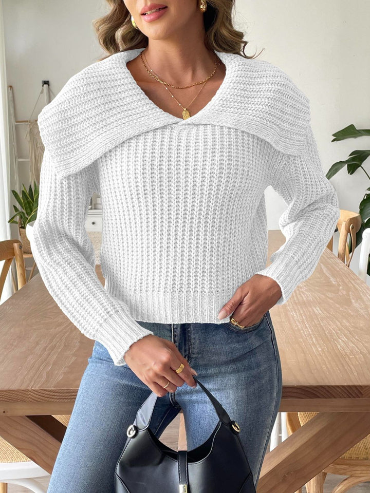 Stilla | Sweater Med Lange Ærmer I Kastanjefarvet Strik