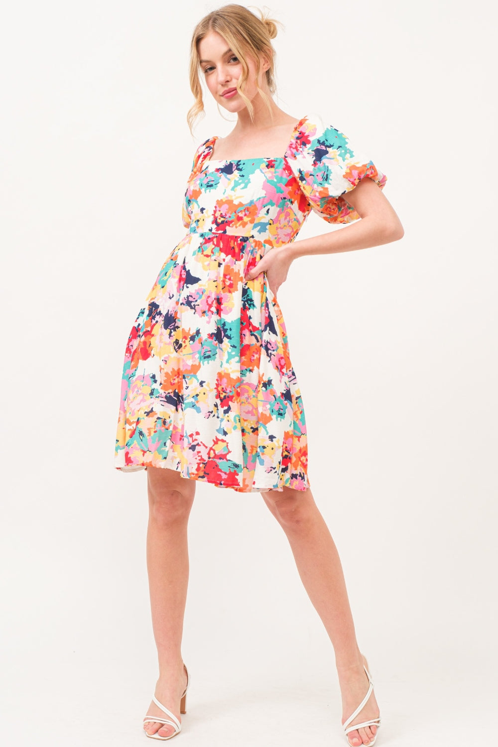 Stilla | The Why Square Neck Puff Sleeve Floral Dress