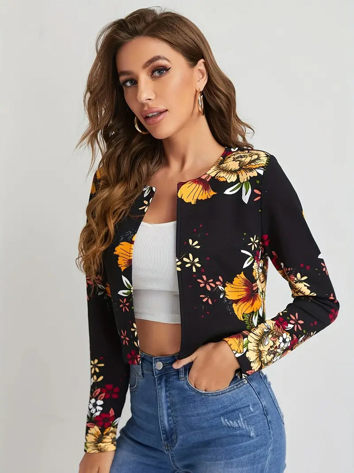Stilla | Elegant, Enkel og Foran Åben Floral Blazer