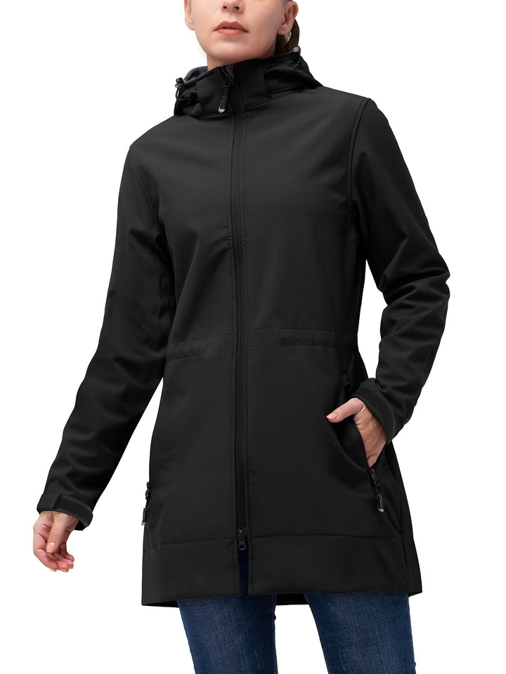 Stilla | Vandtæt og Vindfrit Langt Softshell Jakke Til Kvinder