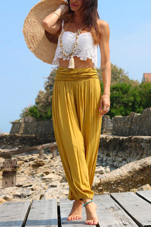 Stilla | Elastisk Rynket Talje Plisserede Harem Joggers