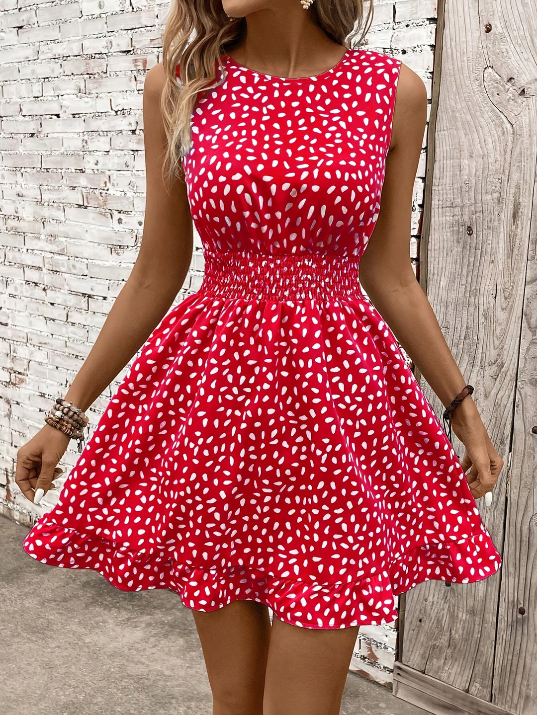 Stilla | Sommerskirt A-Line Med Print Og Shirred Talje