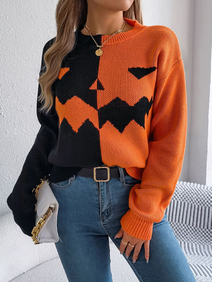 Stilla | Kontrastærmer Pullover med Rundhalset til Trendy Looks