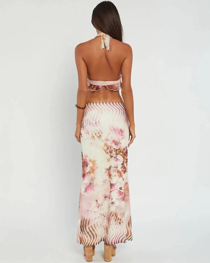 Stilla | Halter Neck Printet Sæt Hvid