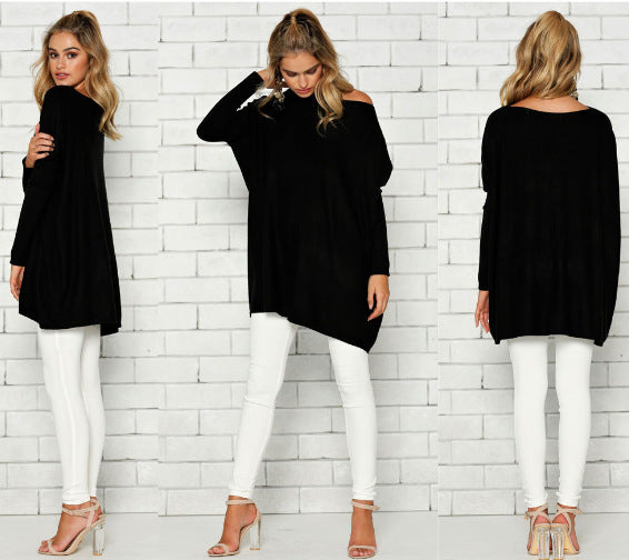 Dame Oversized Strikpullover med asymmetrisk snit Stilla