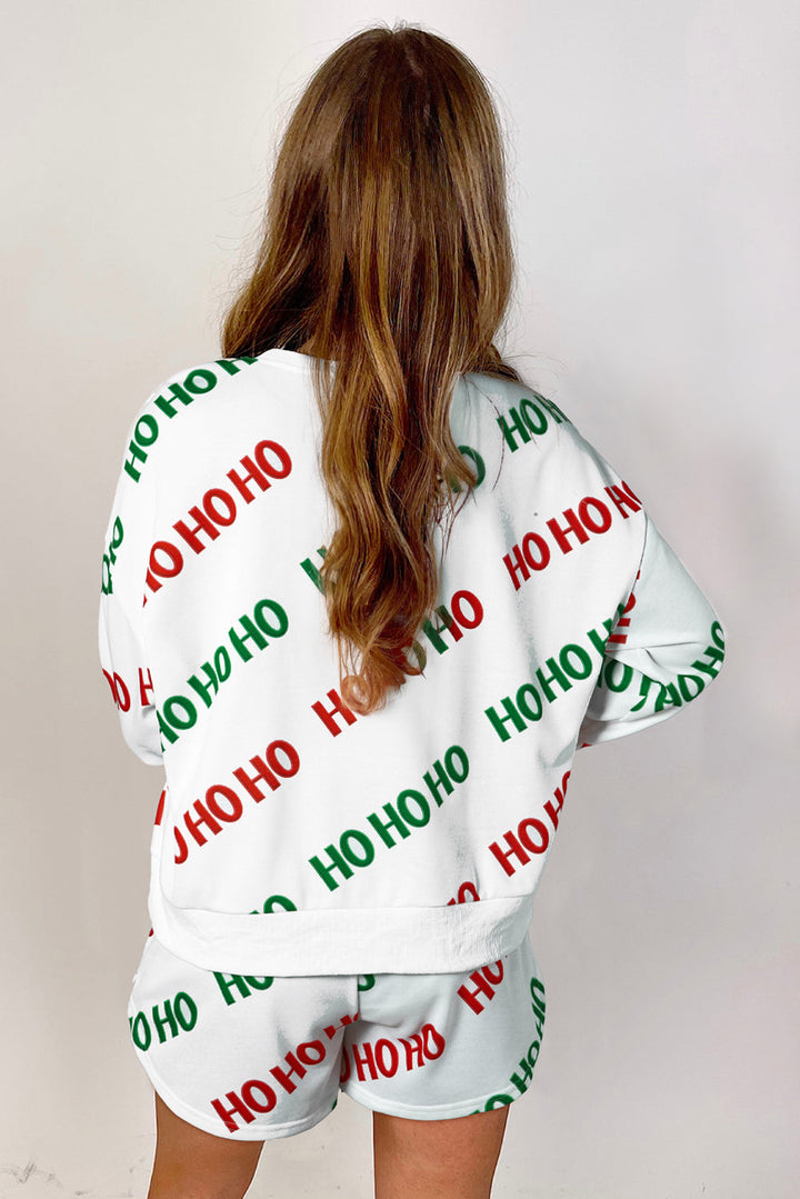 Stilla | Sæt Pullover og Shorts med Juletryk Hohoho