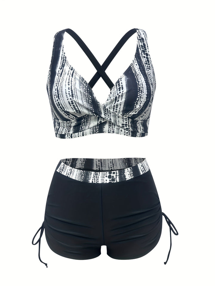 Stilla | Strandbikini Sæt 2 Delt High Waist Trusser, Elastic Og Behagelig Til Stranden