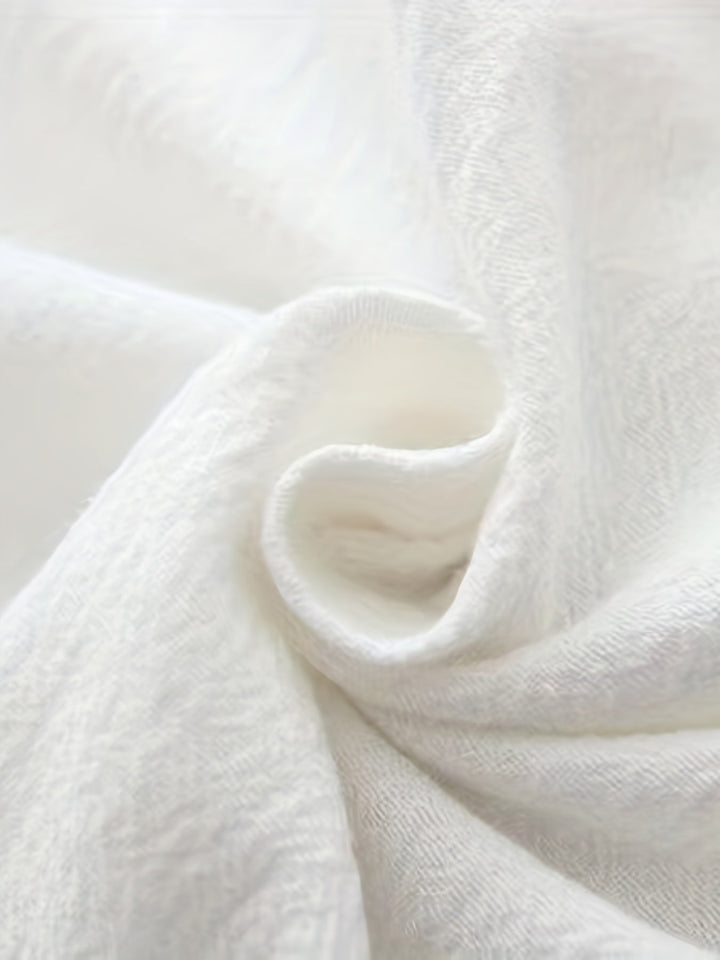 Stilla | Dame Linned T-Shirt Med Blomsterapplikationer, V-Hals, Hvid Hele Sæsonen
