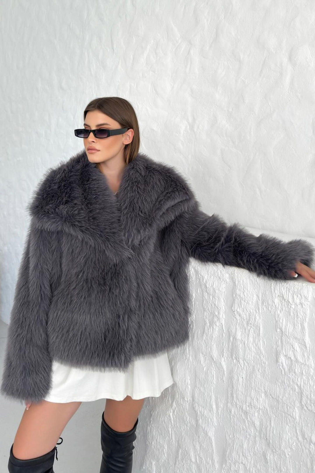 Stilla | Faux-fur-sjal-kravejakke