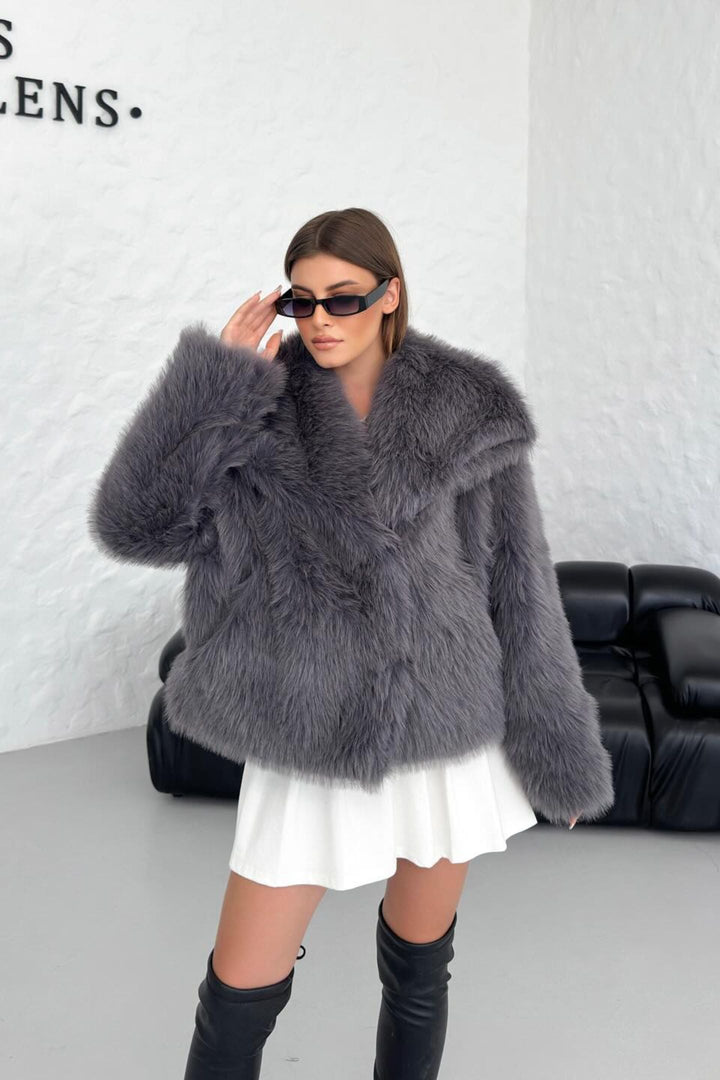 Stilla | Faux-fur-sjal-kravejakke