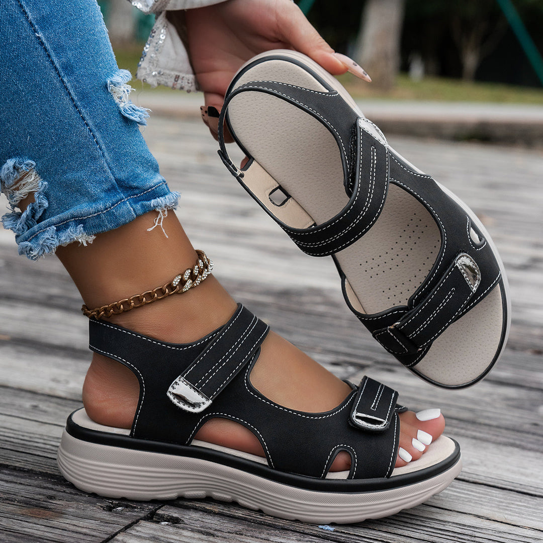 Stilla | Sandaler Med Kile Åben Tå Åndbar Justerbar Ankelrem