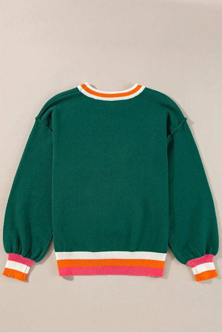 Stilla | Kontrastpullover Med Lange Ærmer og Rund Halsudskæring