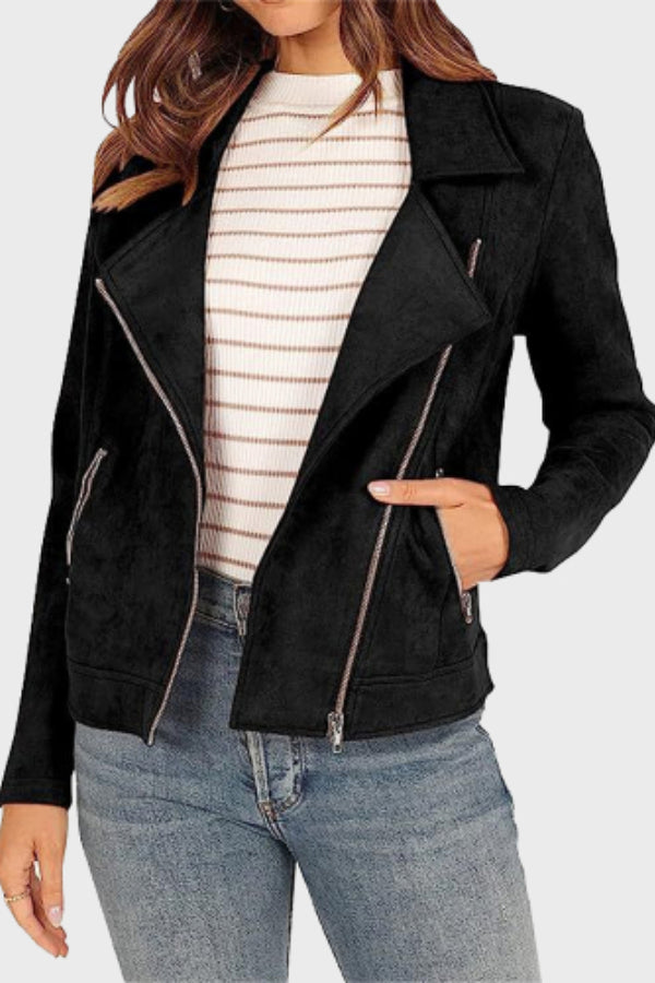 Stilla | Suedes Cropped Bikerjakke