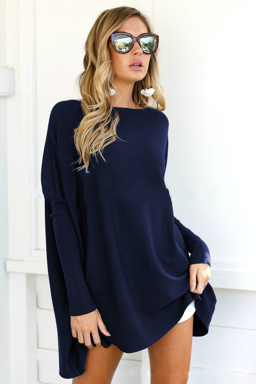 Dame Oversized Strikpullover med asymmetrisk snit Stilla