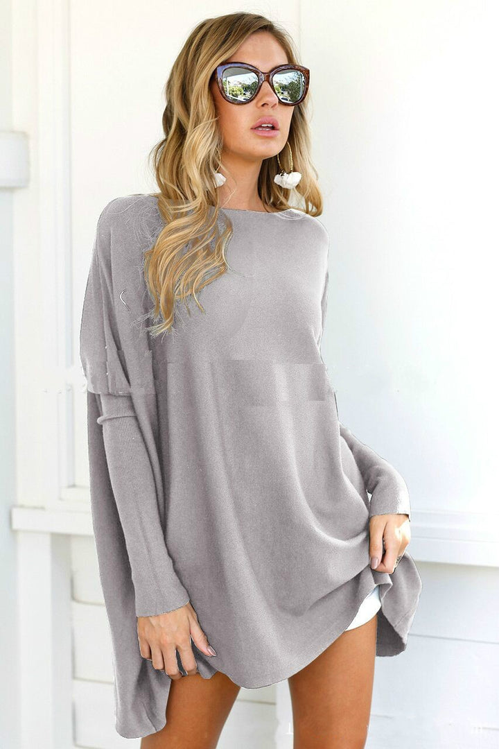 Dame Oversized Strikpullover med asymmetrisk snit Stilla