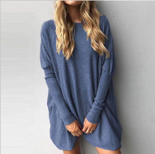 Dame Oversized Strikpullover med asymmetrisk snit Stilla