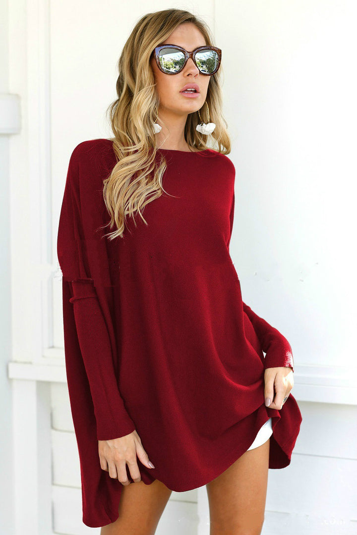 Dame Oversized Strikpullover med asymmetrisk snit Stilla