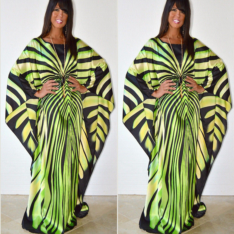 Dame elegant kaftan med unikt stribemønster Stilla