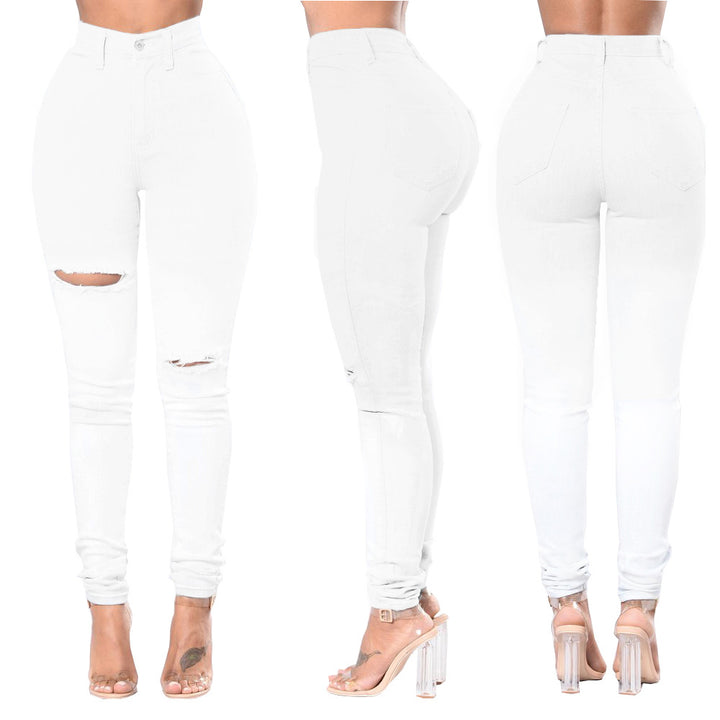 Dame Ripped Skinny Jeans med høj talje og tætsiddende snit Stilla