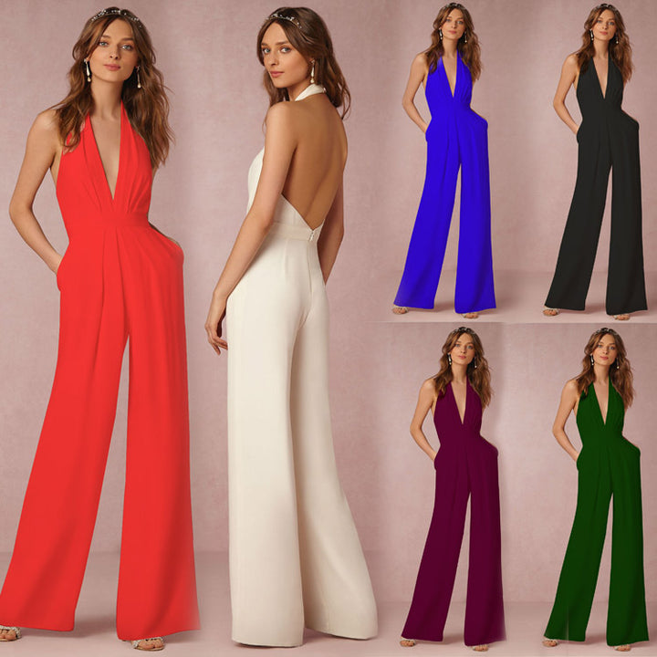 Dame off-shoulder jumpsuit med elegant rygudskæring og bredt ben Stilla